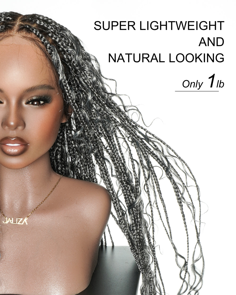 30" Salt & Pepper Knotless Boho Box Braided Wig