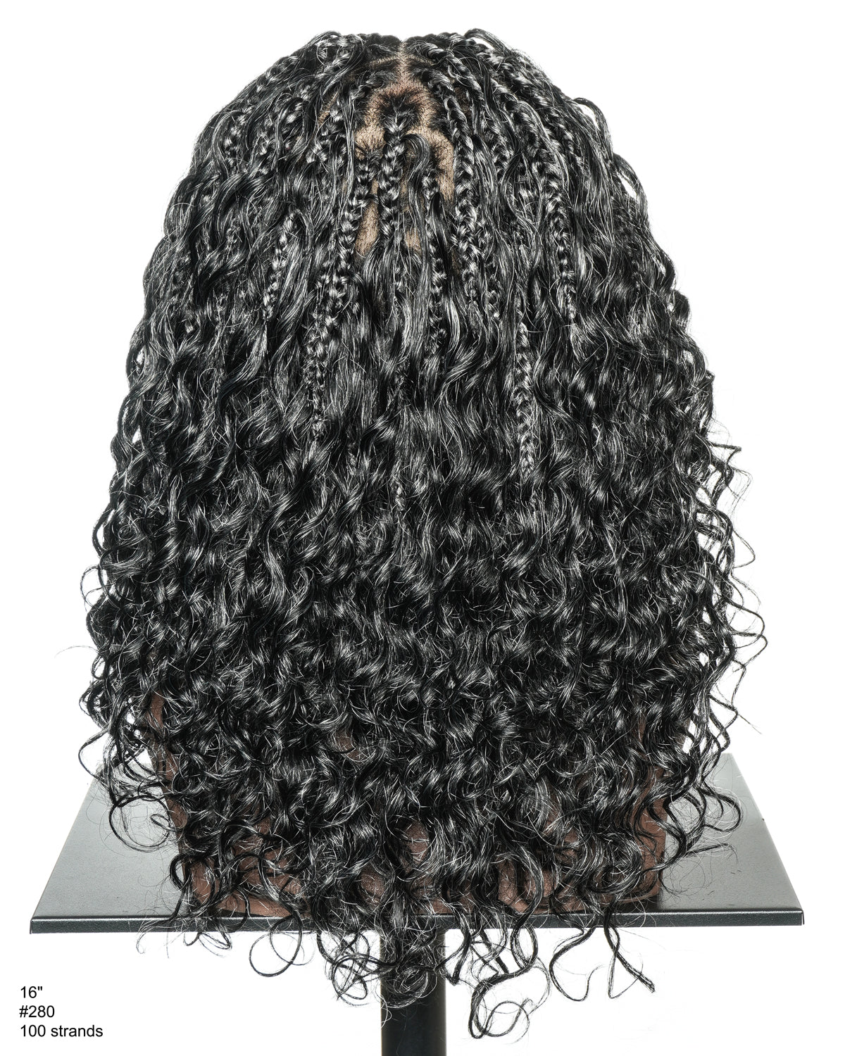 16" Salt & Pepper Deep Wave Curls HD Full Lace Boho Box Braided Wig – Human Hair & Synthetic Blend