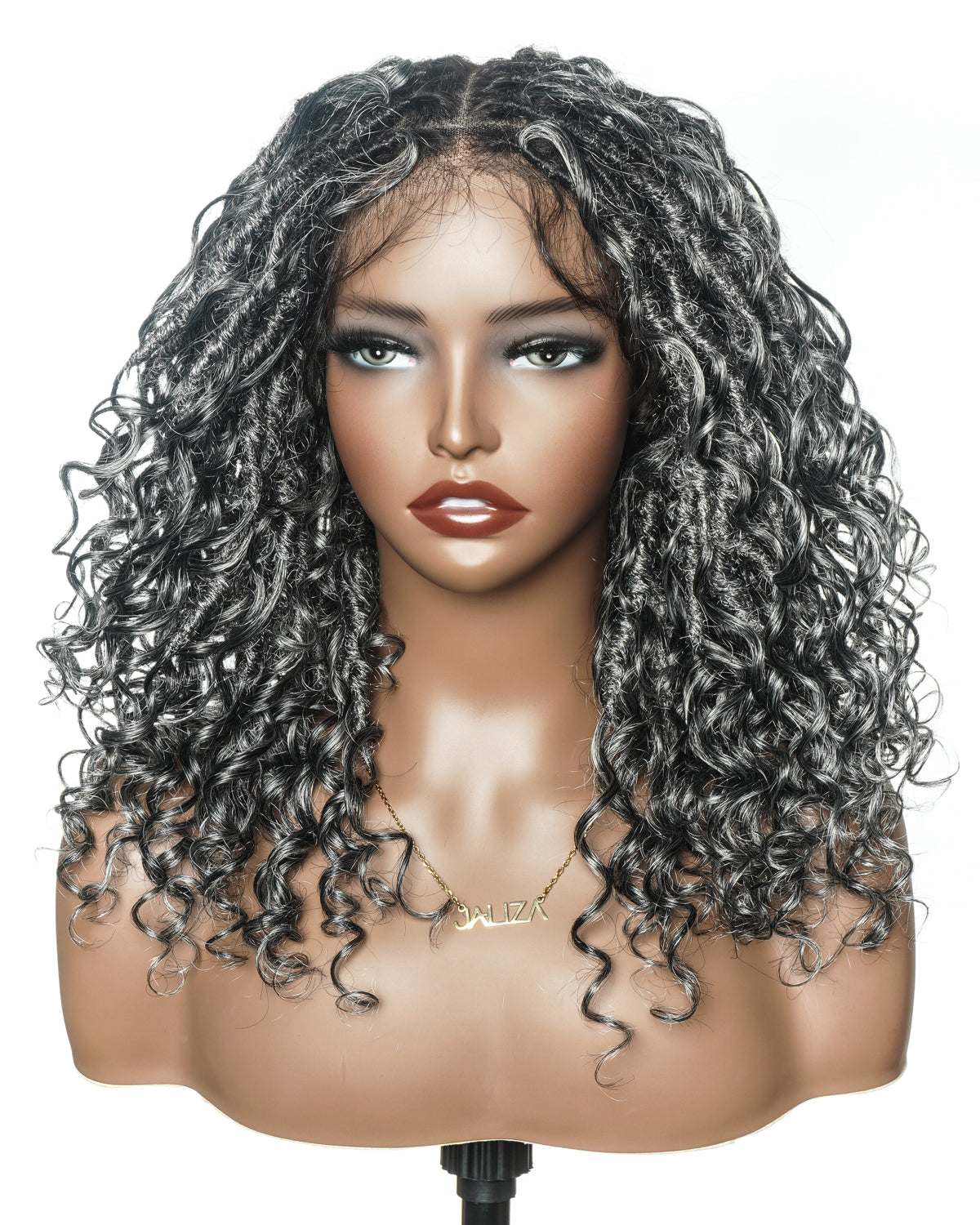 Lola - 16" Salt & Pepper Boho Locs Wig | Blend Human Hair And Synthetic Fiber Boho Curls