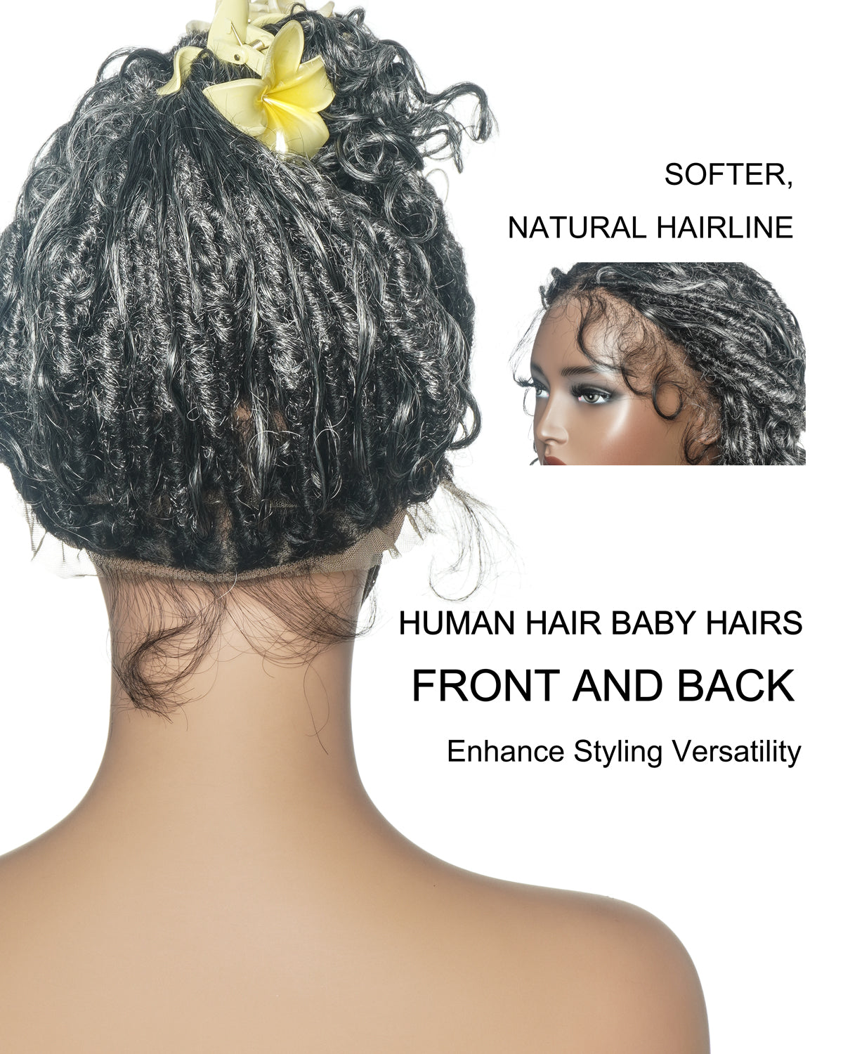 Lola - 16" Salt & Pepper Boho Locs Wig | Blend Human Hair And Synthetic Fiber Boho Curls