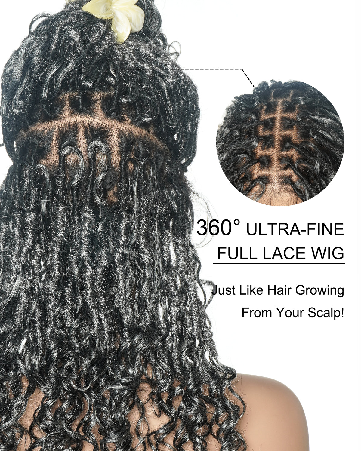 Lola - 16" Pre Bleached Swiss HD Full Lace Boho Locs Wig With Human Hair Boho Curls