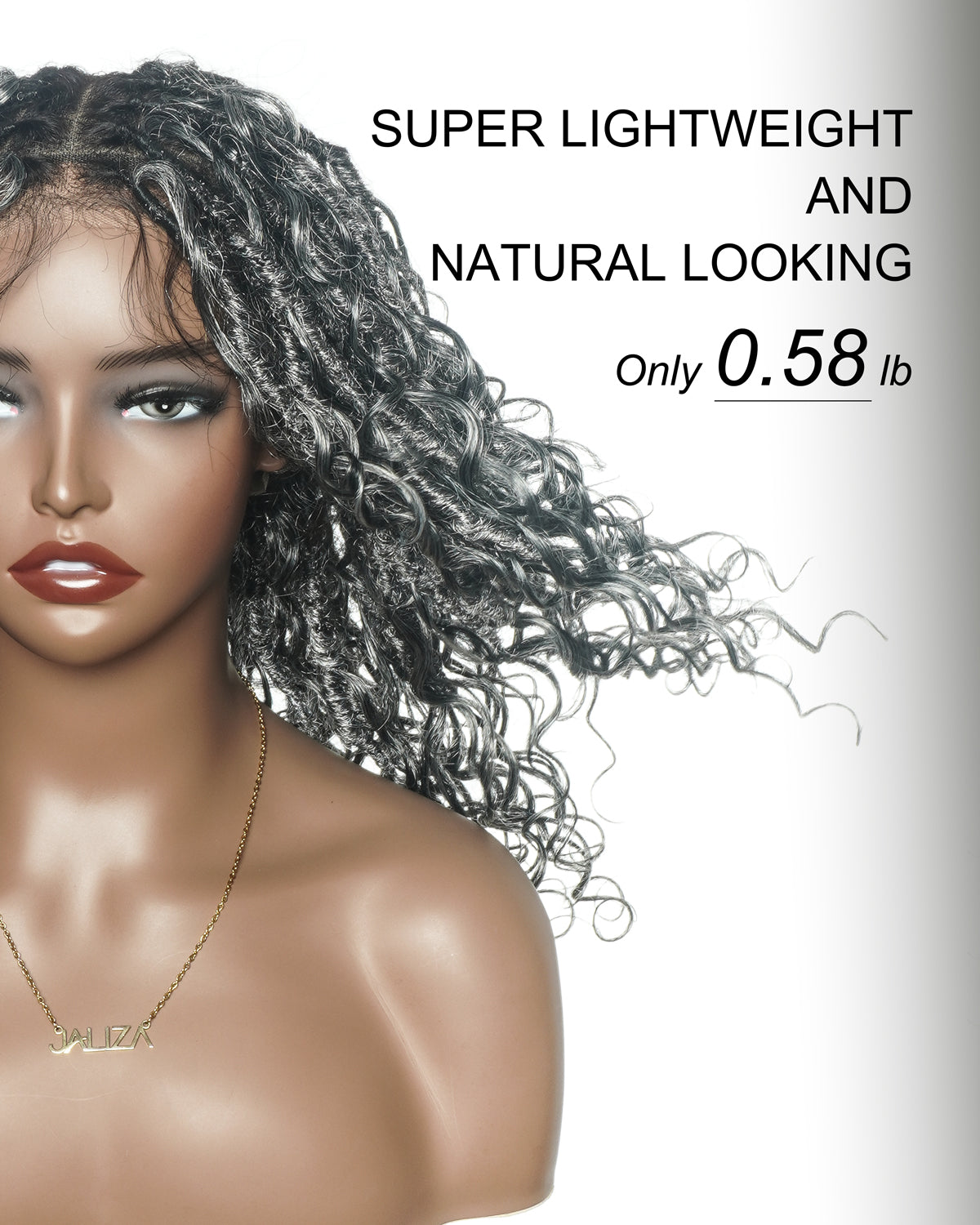 Lola - 16" Salt & Pepper Boho Locs Wig | Blend Human Hair And Synthetic Fiber Boho Curls