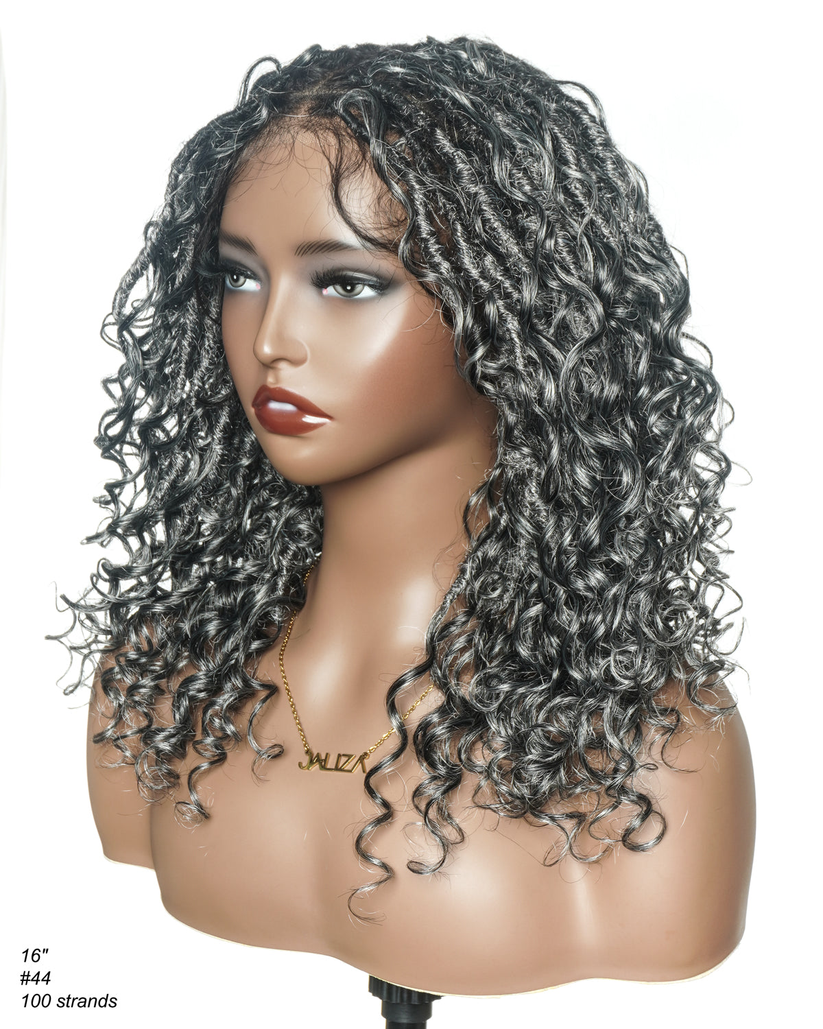 Lola - 16" Salt & Pepper Boho Locs Wig | Blend Human Hair And Synthetic Fiber Boho Curls