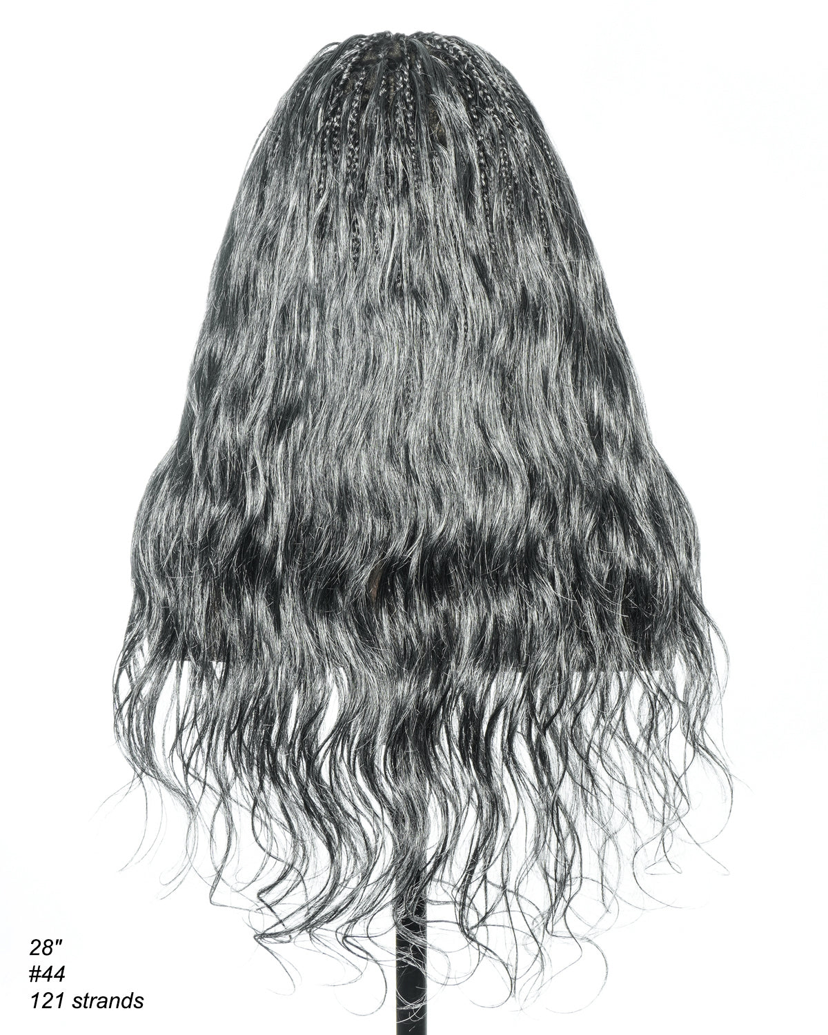 Michelle Salt & Pepper Glueless Swiss HD Full Lace Boho Braided Wig - Human Hair & Synthetic Blend Curls 1B Base