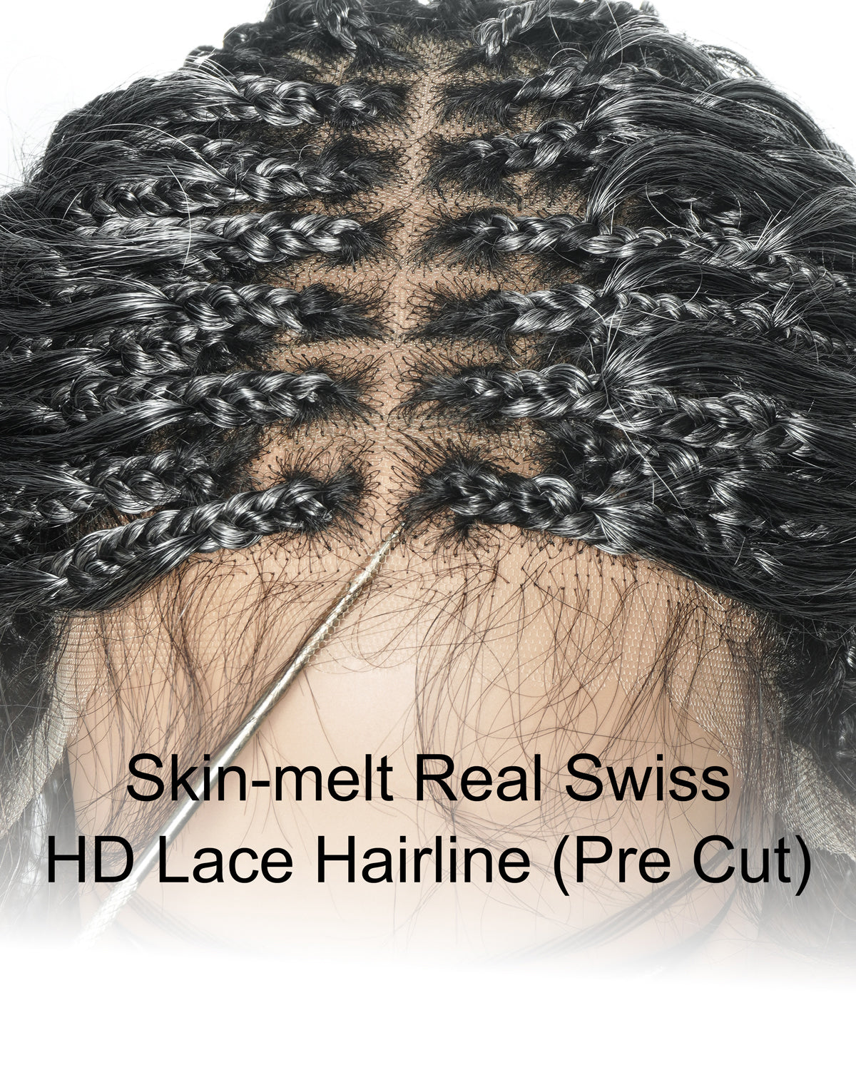 Kiki - Salt & Pepper 16" Swiss HD Full Lace Lightweight Boho Braided Wig (Human Hair & Synthetic Blend Curls)