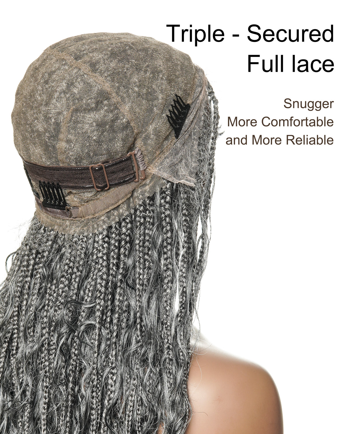 16" Salt & Pepper Deep Wave Curls HD Full Lace Boho Box Braided Wig – Human Hair & Synthetic Blend