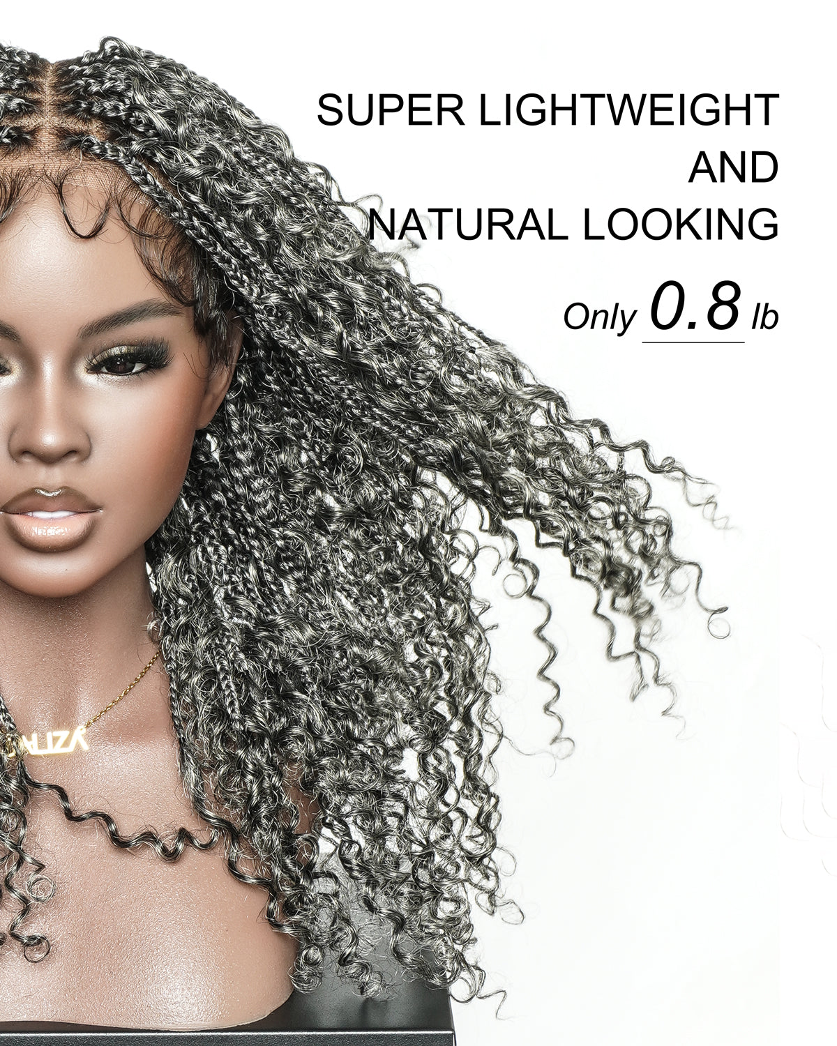 Nami 18" - JALIZA Slip-On™ Salt & Pepper Water Wave Boho Box Braided Wig