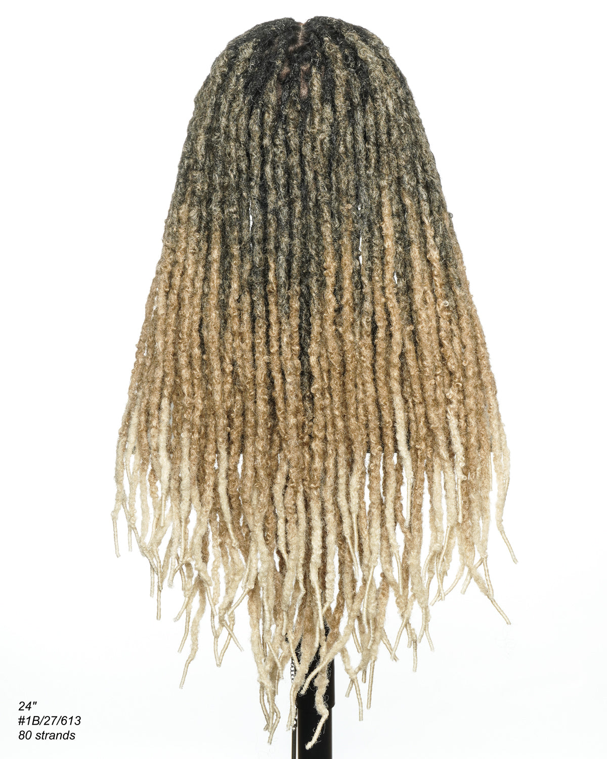 Soft And Distressed Faux Locs Ombre 1B-27-613 Pre Bleached Swiss HD Full Lace Wig