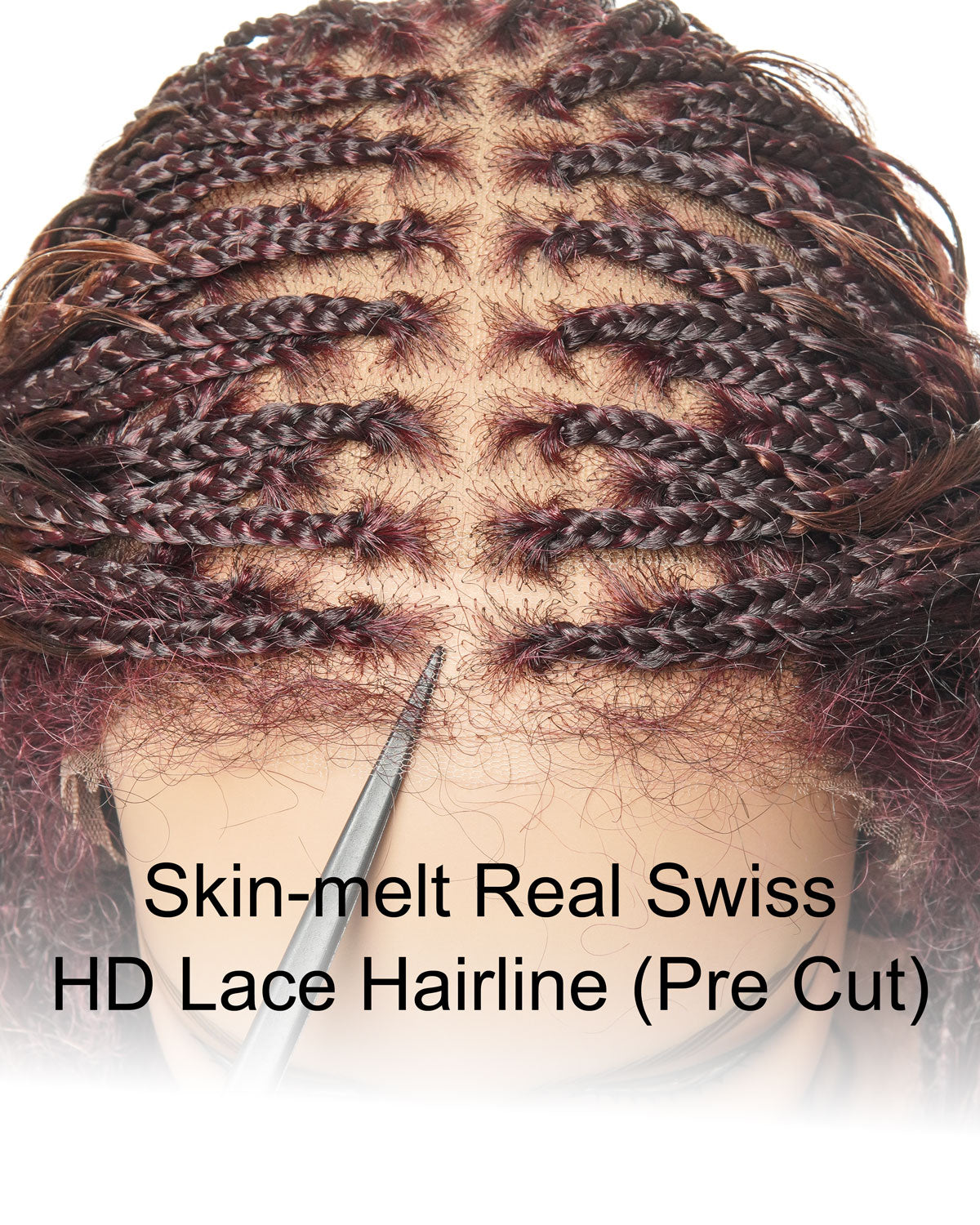 24" Mix Color Burgundy 99J & 33 Reddish Brown Super Style Human Hair Wet & Wavy Curls HD Full Lace Boho Box Braided Wig 121 Strands