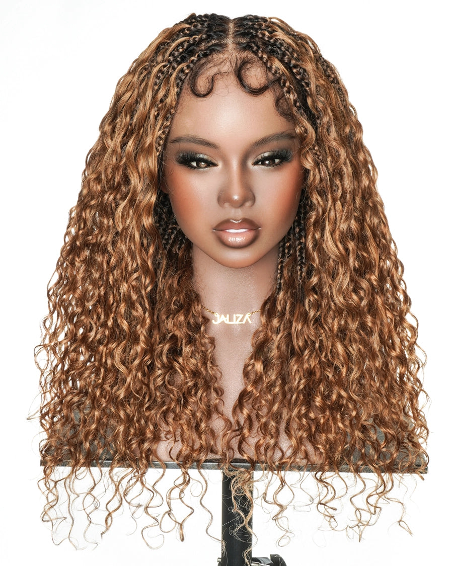 Tiana - Miracle Braids Spanish Curl Pre Bleached Human Hair Boho Swiss HD Full Lace Braided Wig