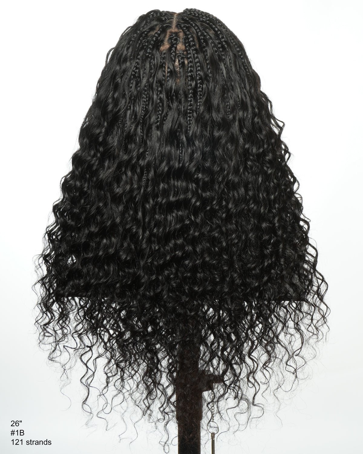 Ultra-Dense Pre Bleached Swiss HD Lace Human Hair Curls Knotless Boho Box Braided Wig