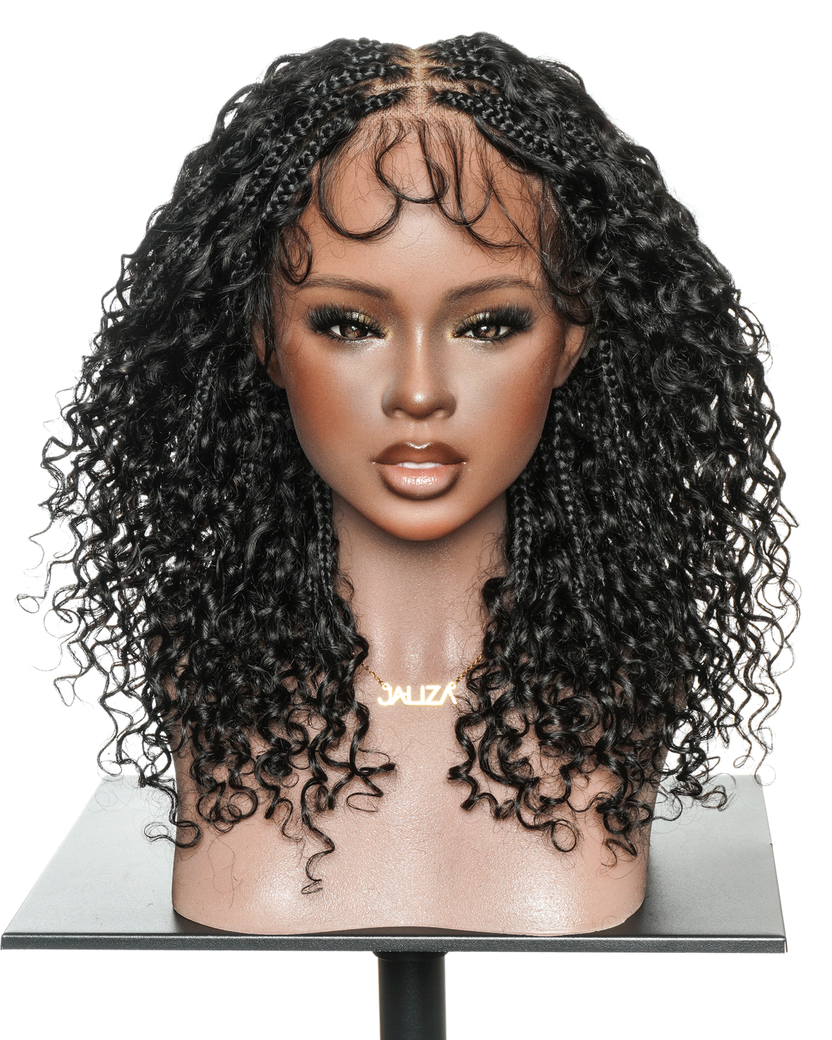 Nami - Water Wave Human Hair Curls Pre Bleached HD Full Lace Knotless Boho Box Braided Wig