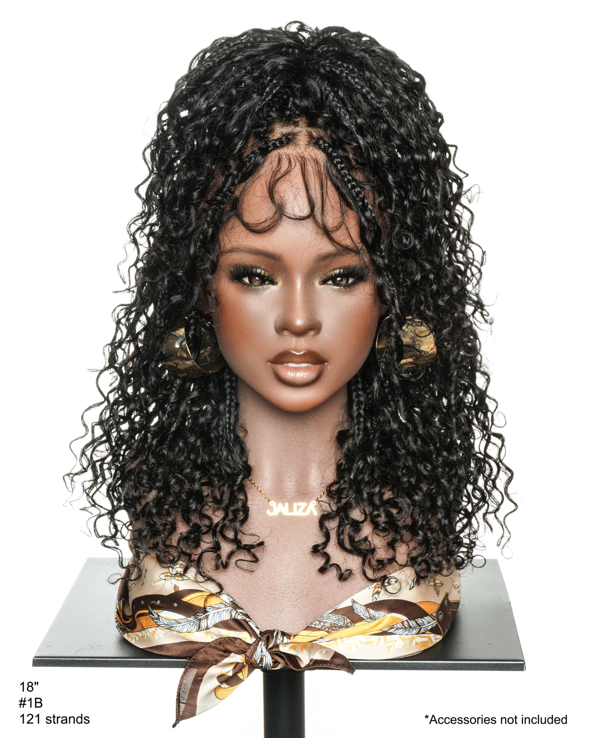 Nami - Drawstring Cap Water Wave Human Hair Curls Pre Bleached Swiss HD Full Lace Knotless Boho Box Braided Wig