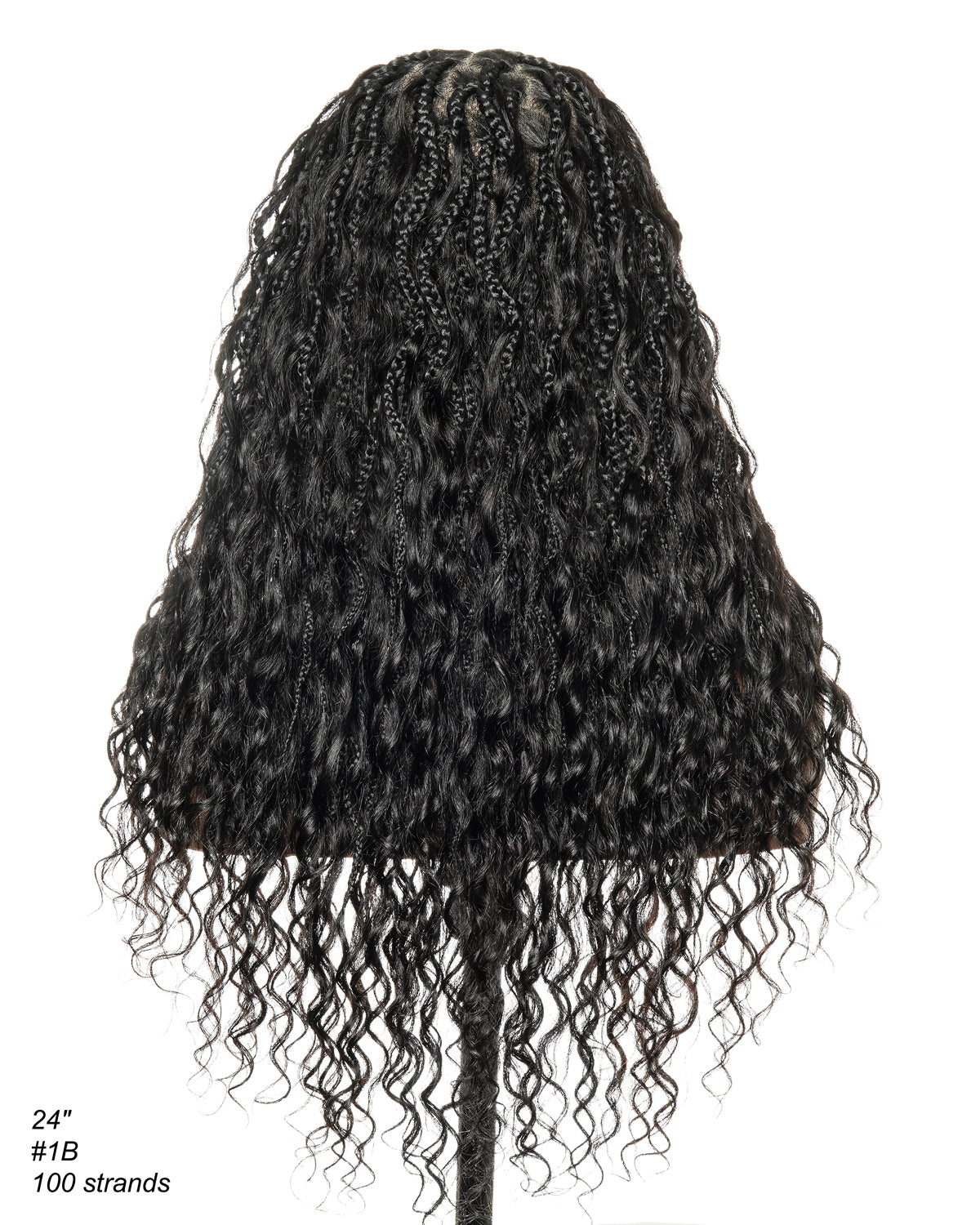 24 Inches Wavy Box Braids with Human Hair Cascading Boho Waves Boho Box Braided Wig