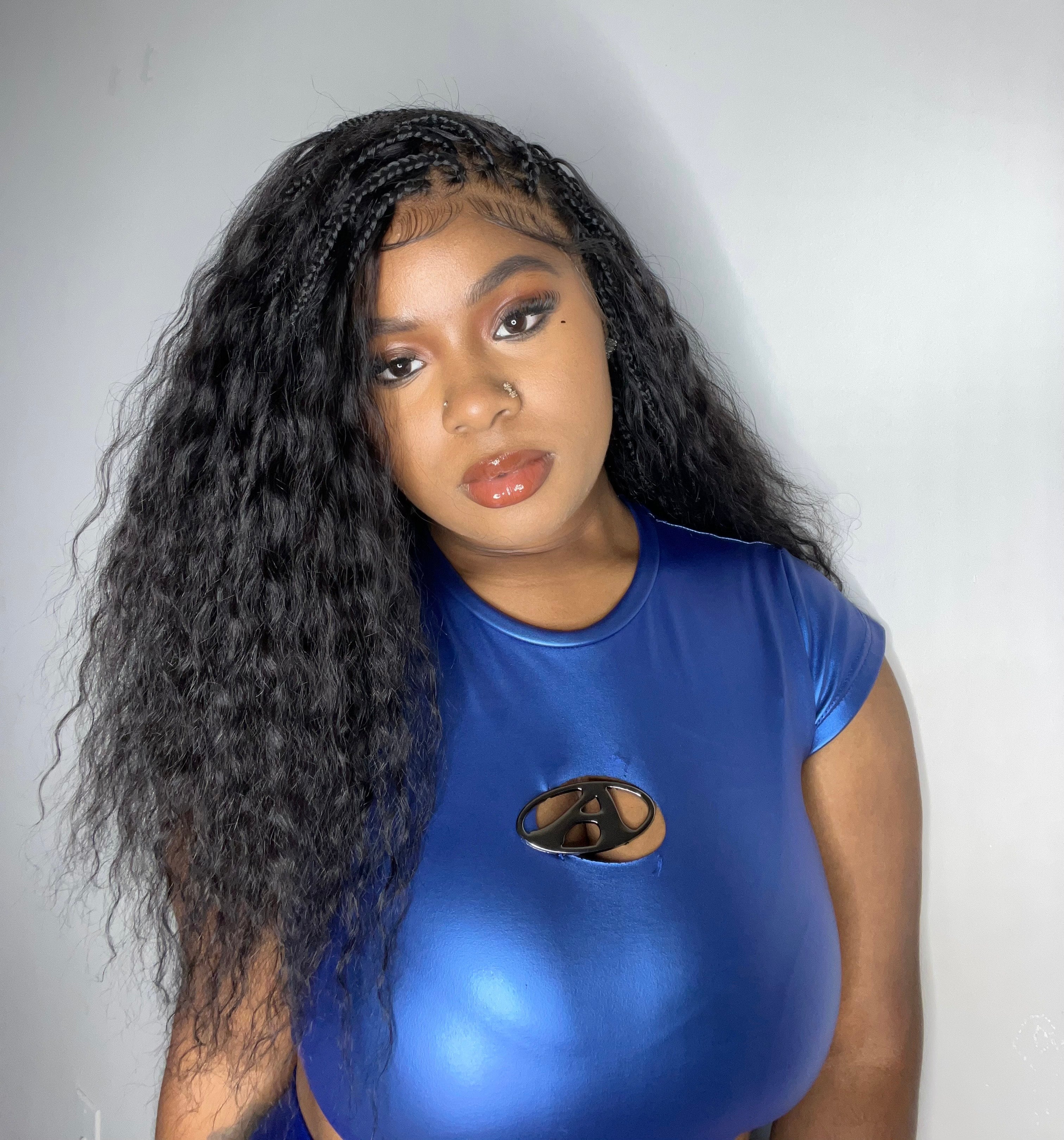 Raina - Bora Bora Human Hair Wet & Wavy Curls Pre Bleached HD Full Lace Boho Braided Wig