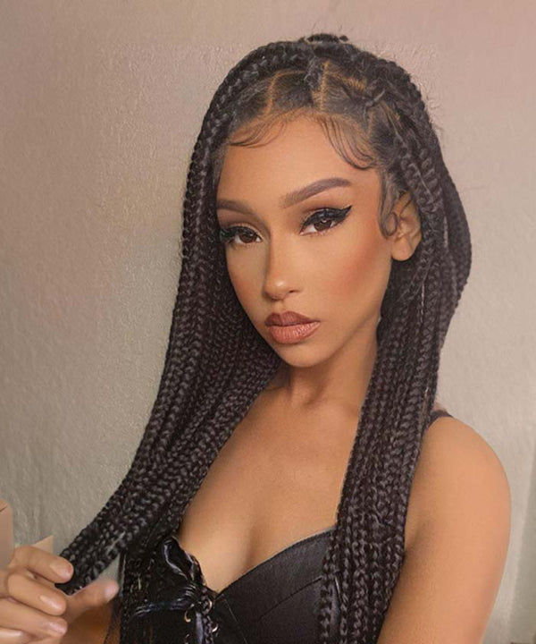 Fancivivi Large Knotless Box Braids Over Hip-Length 36"Full Handmade Lace Square Braided Wig