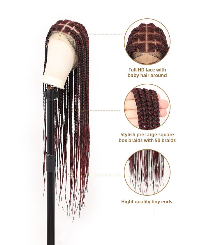 Fancivivi 36"Large Box Braided Wig - Full Handmade Over Hip-Length