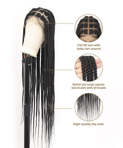 Fancivivi 36"Large Box Braided Wig - Full Handmade Over Hip-Length