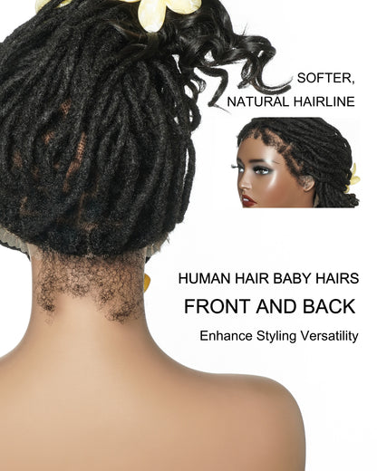 18" 100% Human Hair Pre Bleached HD Full Lace Locs Wig With Curly Ends