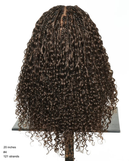 Nami - 100% Human Hair Drawstring Cap Swiss HD Full Lace Water Wave Boho Box Braided Wig Pre Cut & Pre Bleached & Pre Plucked