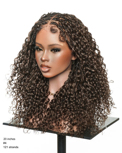 Nami - 100% Human Hair Drawstring Cap Swiss HD Full Lace Water Wave Boho Box Braided Wig Pre Cut & Pre Bleached & Pre Plucked