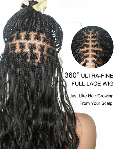 Michelle - 100% Virgin Human Hair HD Pre Bleached Full Lace Bora Bora Body Wave Boho Box Braided Wig