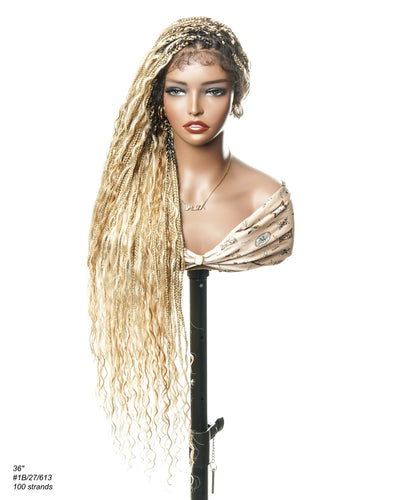 Kiki -  36"  Pre Bleached Swiss HD Lace Boho Box Braided Wig