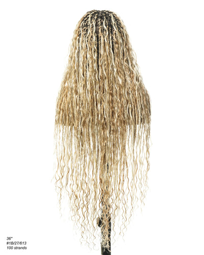 Kiki -  36"  Pre Bleached Swiss HD Lace Boho Box Braided Wig
