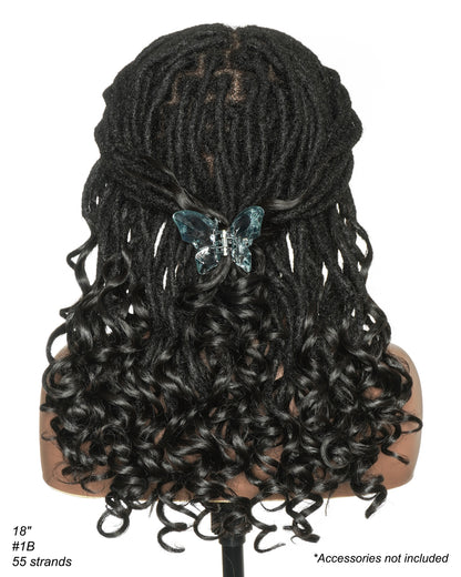 18" 100% Human Hair Pre Bleached HD Full Lace Locs Wig With Curly Ends