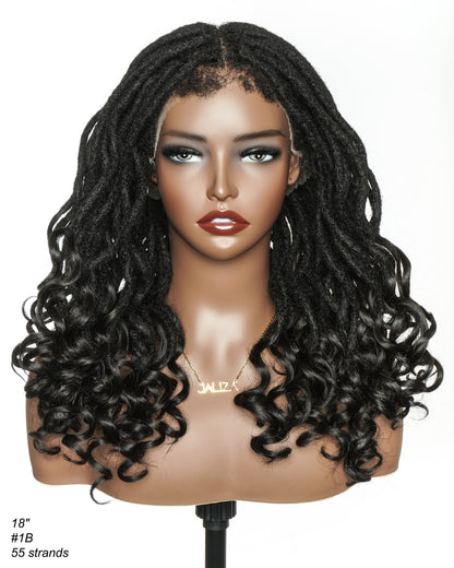 18" 100% Human Hair Pre Bleached HD Full Lace Locs Wig With Curly Ends