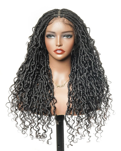 High Density Salon-level Human Hair Curls HD Full Lace Boho Locs Wig 100 Strands With Flat Roots