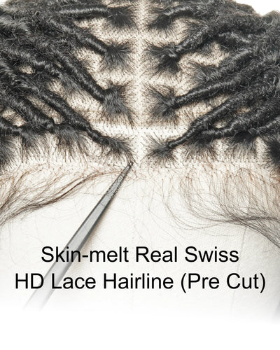 High Density Salon-level Human Hair Curls HD Full Lace Boho Locs Wig 100 Strands With Flat Roots
