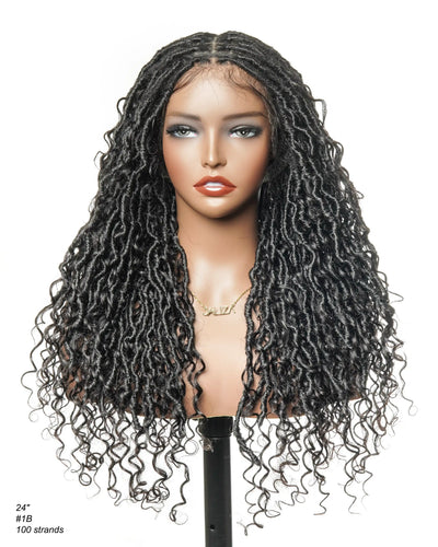 High Density Salon-level Human Hair Curls HD Full Lace Boho Locs Wig 100 Strands With Flat Roots