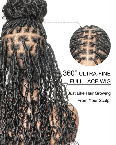High Density Salon-level Human Hair Curls HD Full Lace Boho Locs Wig 100 Strands With Flat Roots