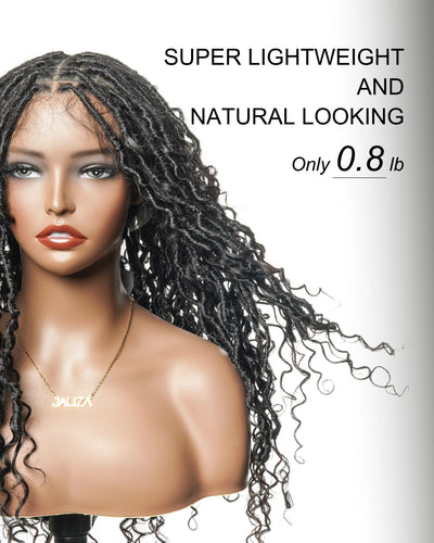 High Density Salon-level Human Hair Curls HD Full Lace Boho Locs Wig 100 Strands With Flat Roots