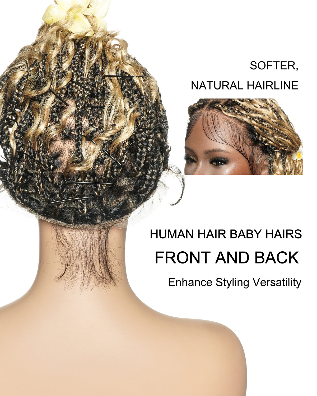 Kiki - 12" Pre Bleached HD Full Lace Bob Boho Box Braided Wig With Human Hair Boho Curls