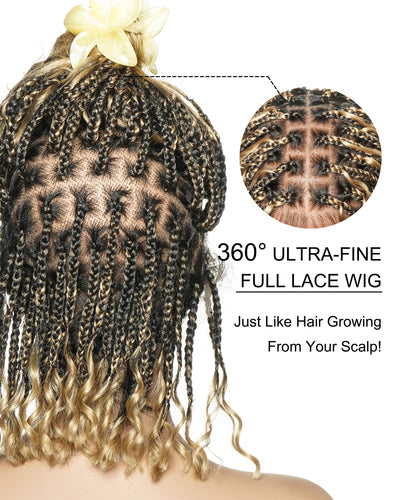 Kiki Bob 12" - JALIZA Slip-On™ Pre Bleached Swiss HD Full Lace Boho Box Braided Wig