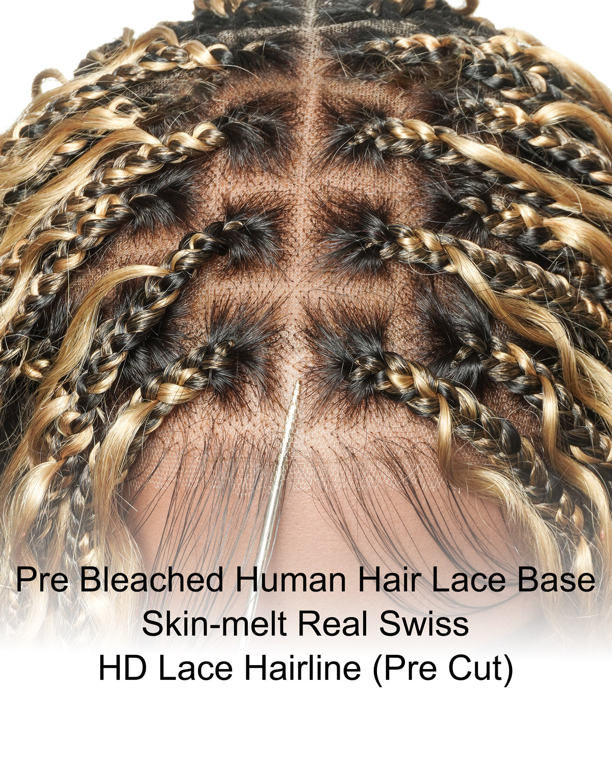 Kiki - 12" Pre Bleached HD Full Lace Bob Boho Box Braided Wig With Human Hair Boho Curls