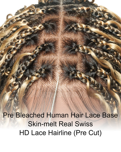 Kiki Bob 12" - JALIZA Slip-On™ Pre Bleached Swiss HD Full Lace Boho Box Braided Wig