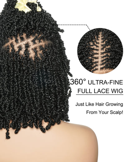 Short Passion Twist 12" Swiss HD Lace Knotless Full Lace Wig