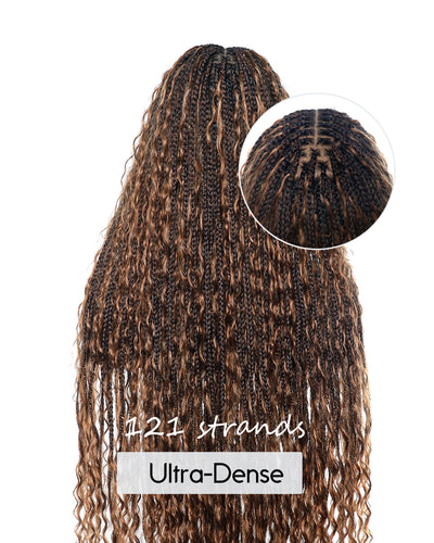 Kiki -  36"  Pre Bleached Swiss HD Lace Boho Box Braided Wig