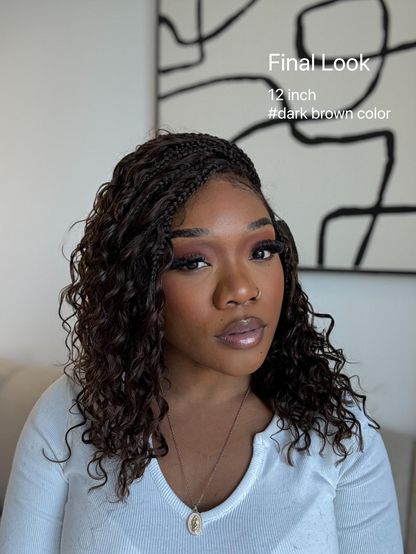12"-30" Crochet Boho Braids With Human Hair Curls 100 Strands/Pack Deep Wave
