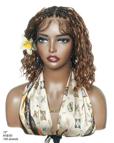 Kiki Bob 12" - JALIZA Slip-On™ Pre Bleached Swiss HD Full Lace Boho Box Braided Wig