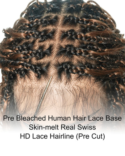Kiki Bob 12" - JALIZA Slip-On™ Pre Bleached Swiss HD Full Lace Boho Box Braided Wig