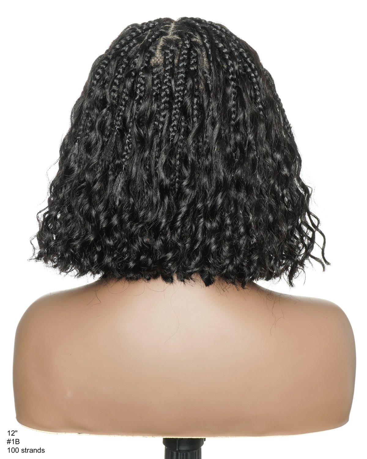 Kiki - 12" Pre Bleached HD Full Lace Bob Boho Box Braided Wig With Human Hair Boho Curls