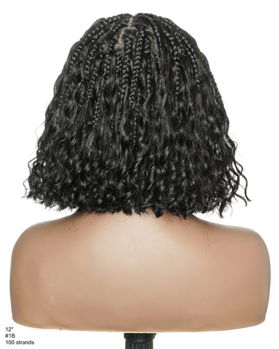 Kiki Bob 12" - JALIZA Slip-On™ Pre Bleached Swiss HD Full Lace Boho Box Braided Wig