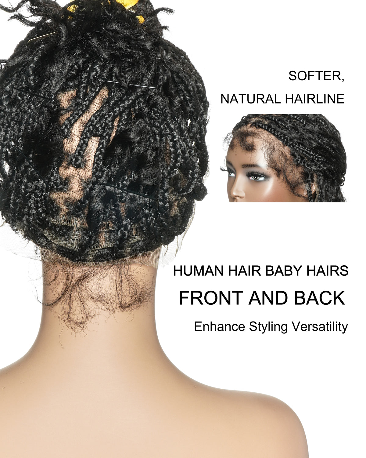 Kiki - 12" Pre Bleached HD Full Lace Bob Boho Box Braided Wig With Human Hair Boho Curls