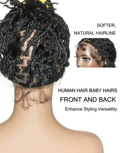 Kiki - 12" Pre Bleached HD Full Lace Bob Boho Box Braided Wig With Human Hair Boho Curls