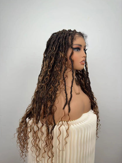 Human Hair Curls HD Full Lace Boho Locs 26" Wig 79 Strand