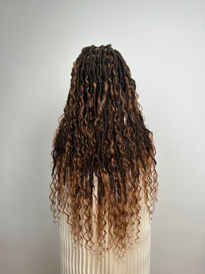 Human Hair Curls HD Full Lace Boho Locs 26" Wig 79 Strand